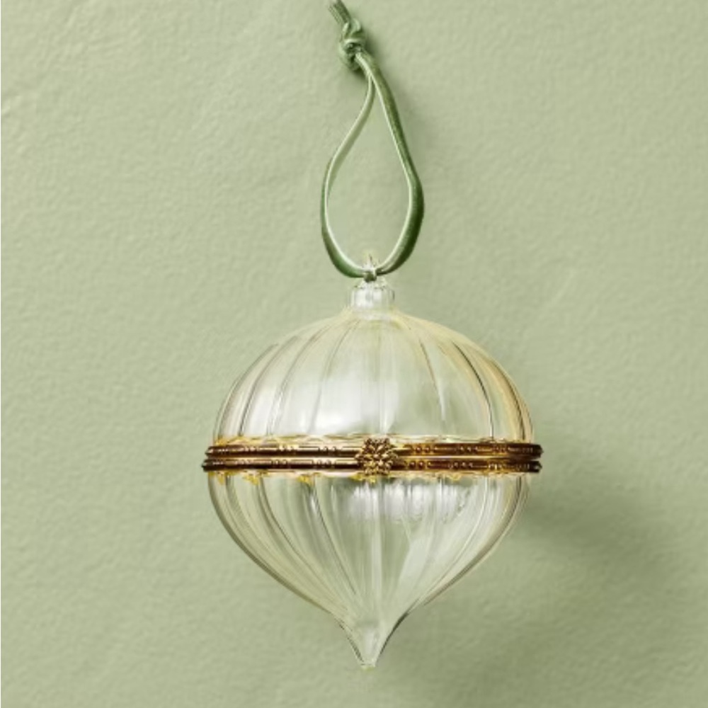 Hinged Glass Christmas Tree Ornament - Hearth & Hand™ with Magnolia Ribbed